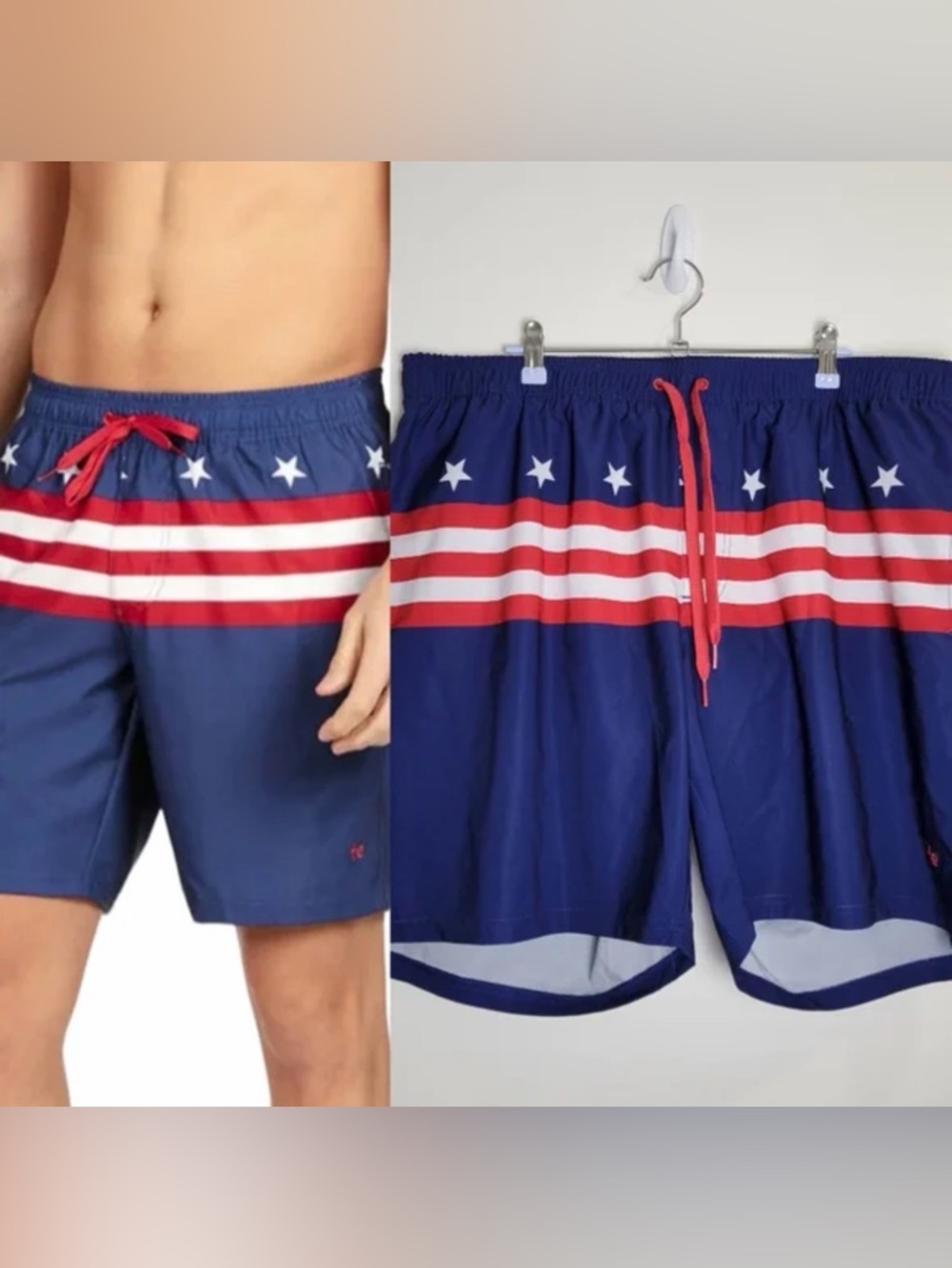 Tipsy Elves Swim Trunks OLD GLORY Red White Blue Bathing Shorts Men's MEDIUM NWT